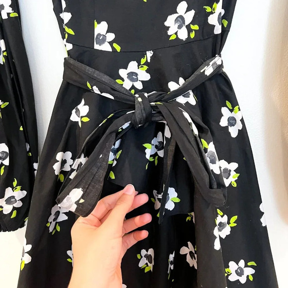 Caroline Constas Black Floral Belted Off-the-Shoulder Long Sleeve Mini Dress XS - Picture 4 of 10